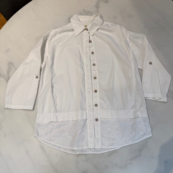 Women’s Top, Drawstrings of Malibu, White Size l 100% Cotton - Picture 1 of 8